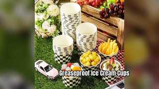 Plaid Ice Cream Cups Grease Water Resistant Food Safe
