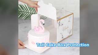 Marble Cake Box Tall Shockproof Bakery Packaging