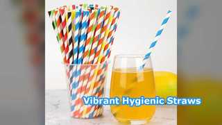 Colorful Paper Straws Individually Wrapped Eco Friendly